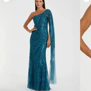 Mac Duggal Teal One-Shoulder Gown